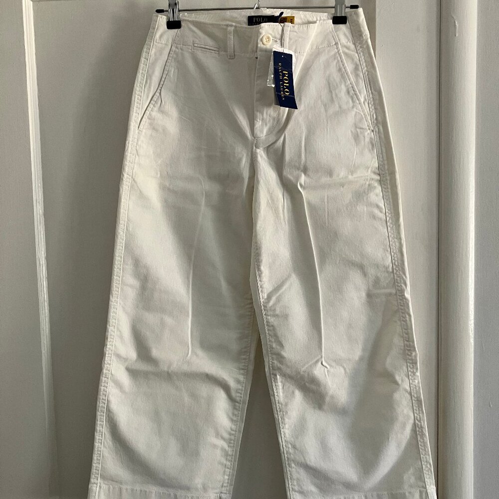 Polo Ralph Lauren White Wide-Leg Cropped Pants – Size 2